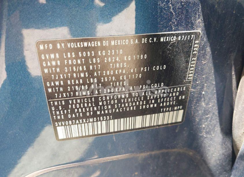 Photo 9 of 2018 Volkswagen Tiguan 2.0T S (VIN 3VV0B7AXXJM015331)