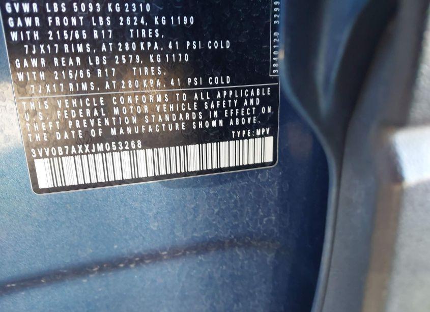 Photo 9 of 2018 Volkswagen Tiguan 2.0T S (VIN 3VV0B7AXXJM053268)