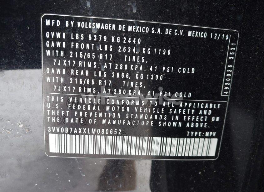 Photo 9 of 2020 Volkswagen Tiguan 2.0T S (VIN 3VV0B7AXXLM080652)