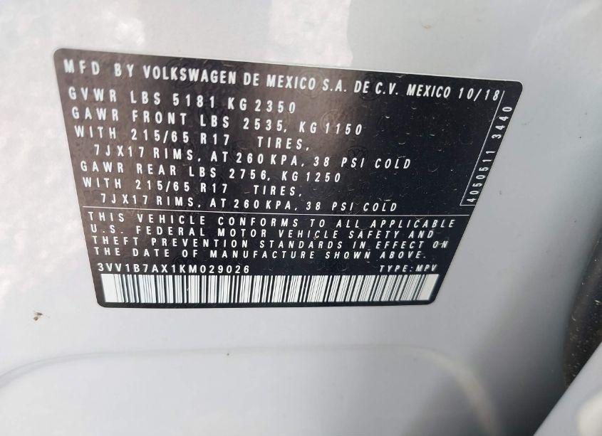 Photo 9 of 2019 Volkswagen Tiguan 2.0T S (VIN 3VV1B7AX1KM029026)