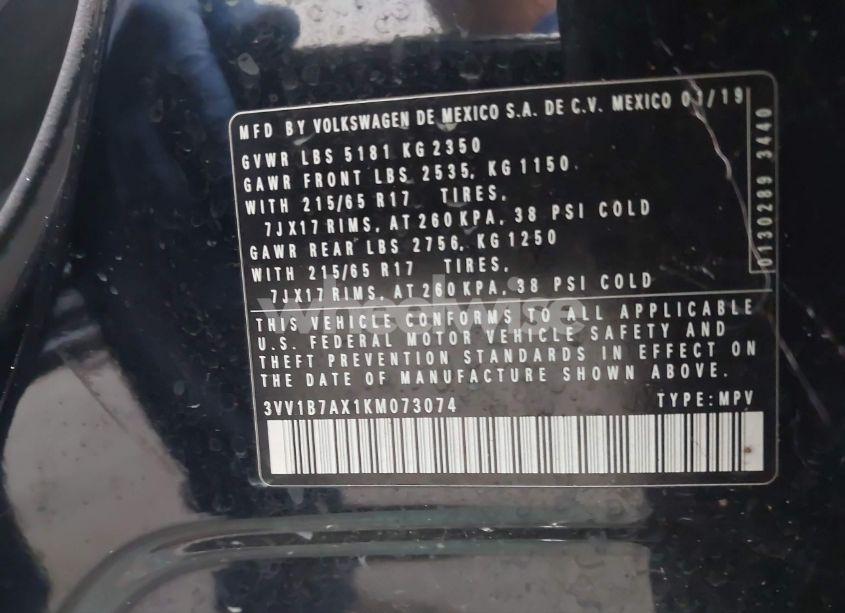 Photo 9 of 2019 Volkswagen Tiguan 2.0T S (VIN 3VV1B7AX1KM073074)