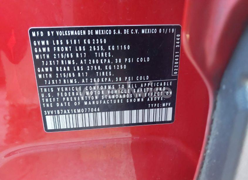 Photo 9 of 2019 Volkswagen Tiguan 2.0T S (VIN 3VV1B7AX1KM077044)