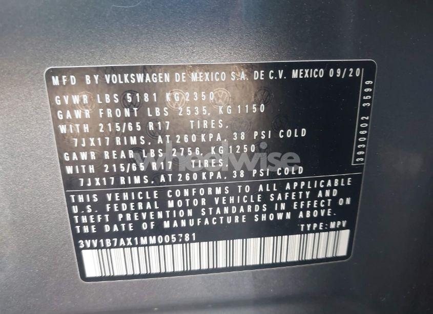 Photo 9 of 2021 Volkswagen Tiguan 2.0T S (VIN 3VV1B7AX1MM005781)