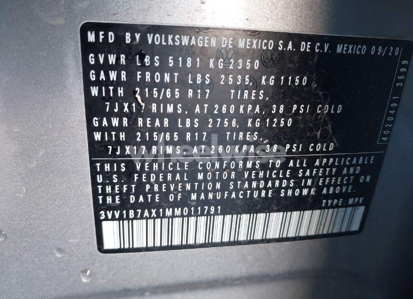 Photo 9 of 2021 Volkswagen Tiguan 2.0T S (VIN 3VV1B7AX1MM011791)