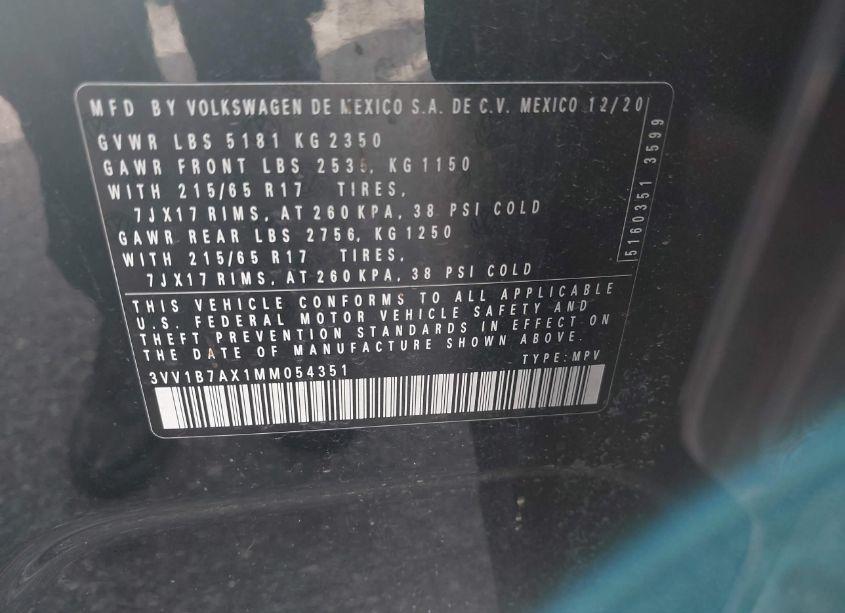 Photo 9 of 2021 Volkswagen Tiguan S (VIN 3VV1B7AX1MM054351)