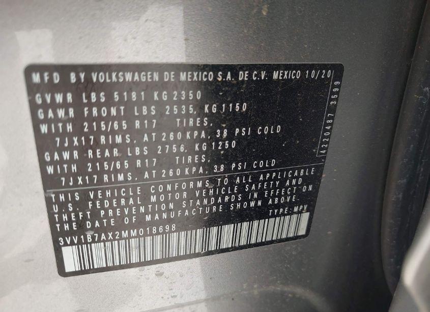 Photo 9 of 2021 Volkswagen Tiguan 2.0T S (VIN 3VV1B7AX2MM018698)