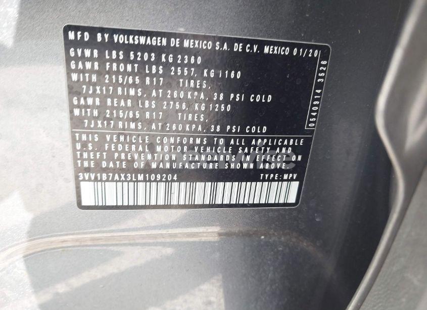 Photo 9 of 2020 Volkswagen Tiguan 2.0T S (VIN 3VV1B7AX3LM109204)