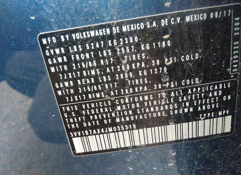 Photo 9 of 2018 Volkswagen Tiguan 2.0T S (VIN 3VV1B7AX4JM035319)