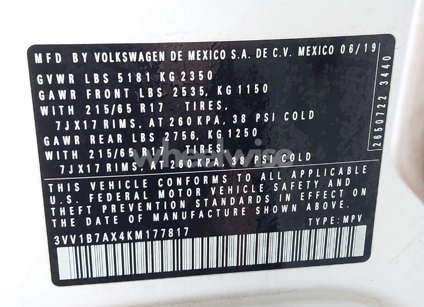 Photo 9 of 2019 Volkswagen Tiguan 2.0T S (VIN 3VV1B7AX4KM177817)