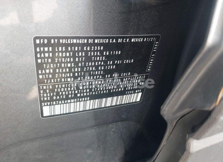 Photo 9 of 2021 Volkswagen Tiguan 2.0T S (VIN 3VV1B7AX4MM074898)