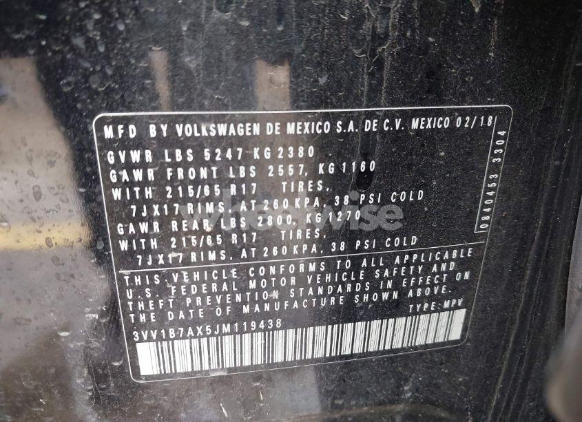 Photo 9 of 2018 Volkswagen Tiguan 2.0T S (VIN 3VV1B7AX5JM119438)