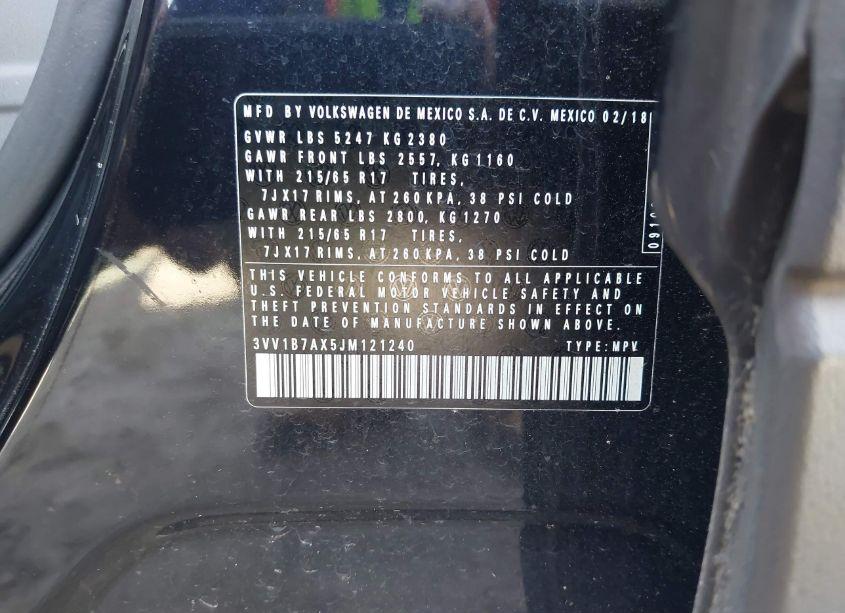 Photo 9 of 2018 Volkswagen Tiguan 2.0T S (VIN 3VV1B7AX5JM121240)