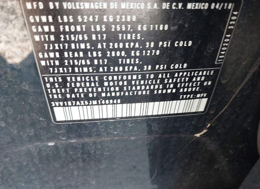 Photo 9 of 2018 Volkswagen Tiguan 2.0T S (VIN 3VV1B7AX5JM146946)