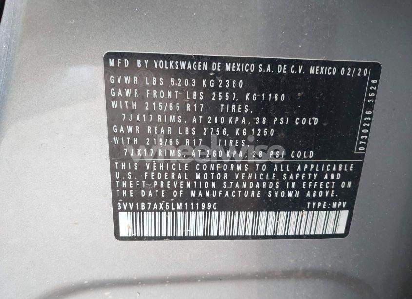 Photo 9 of 2020 Volkswagen Tiguan 2.0T S (VIN 3VV1B7AX5LM111990)