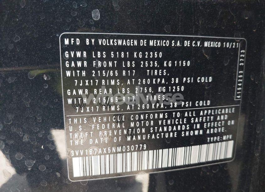 Photo 9 of 2022 Volkswagen Tiguan 2.0T S (VIN 3VV1B7AX5NM030779)