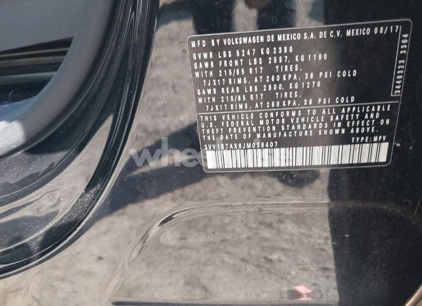 Photo 9 of 2018 Volkswagen Tiguan 2.0T S (VIN 3VV1B7AX6JM036407)