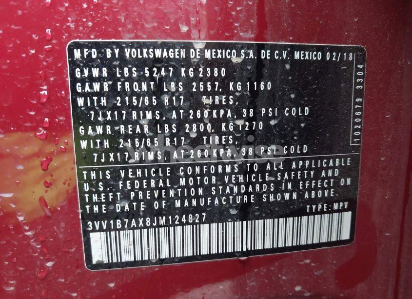 Photo 9 of 2018 Volkswagen Tiguan 2.0T S (VIN 3VV1B7AX8JM124827)