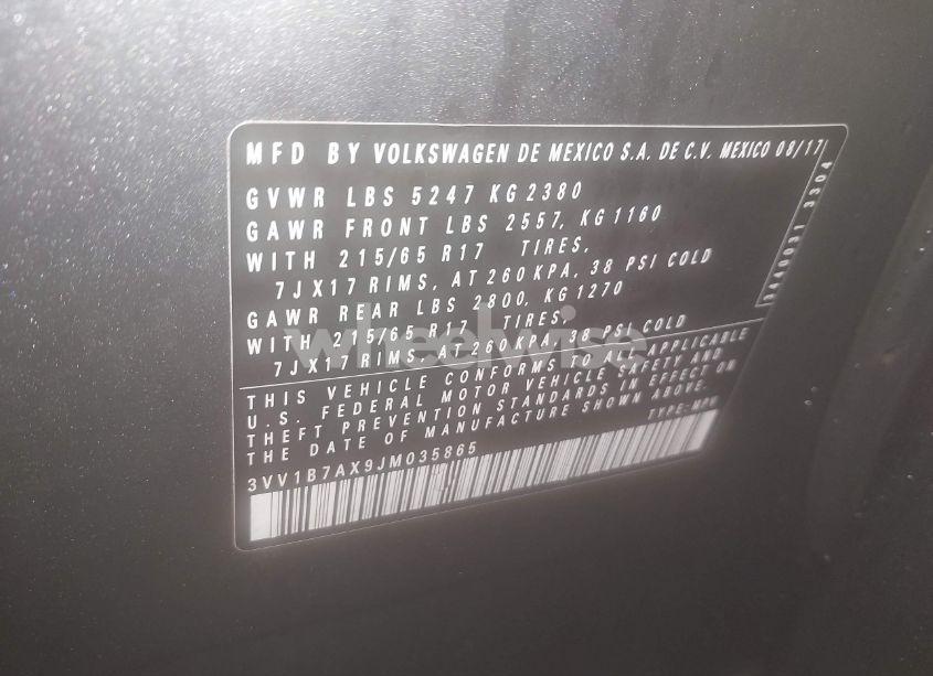Photo 9 of 2018 Volkswagen Tiguan 2.0T S (VIN 3VV1B7AX9JM035865)