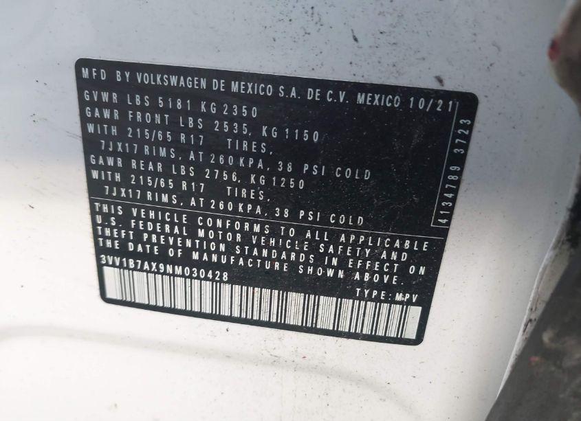 Photo 9 of 2022 Volkswagen Tiguan 2.0T S (VIN 3VV1B7AX9NM030428)