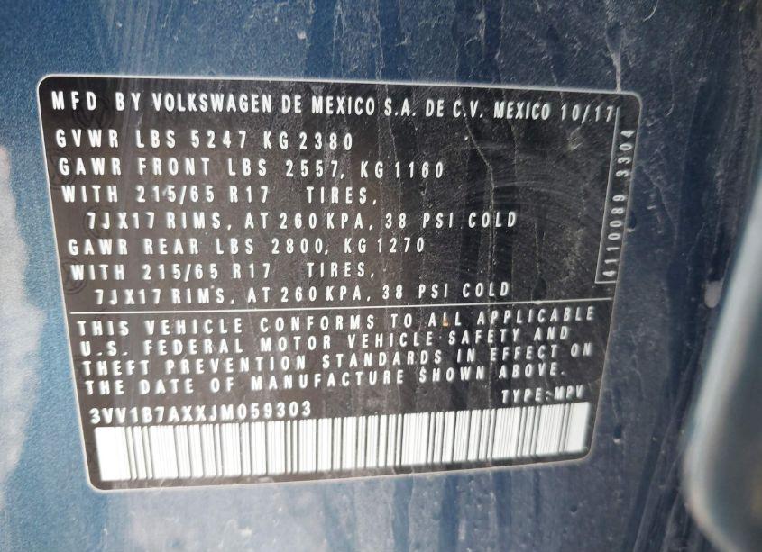 Photo 9 of 2018 Volkswagen Tiguan 2.0T S (VIN 3VV1B7AXXJM059303)