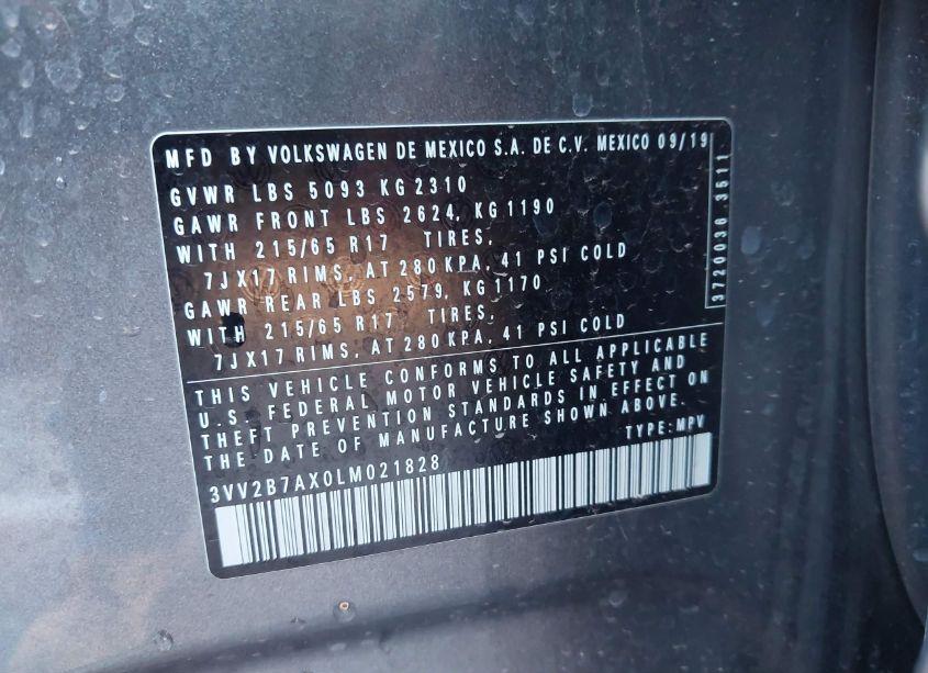 Photo 9 of 2020 Volkswagen Tiguan 2.0T SE/2.0T SE R-LINE BLACK/2.0T SEL (VIN 3VV2B7AX0LM021828)