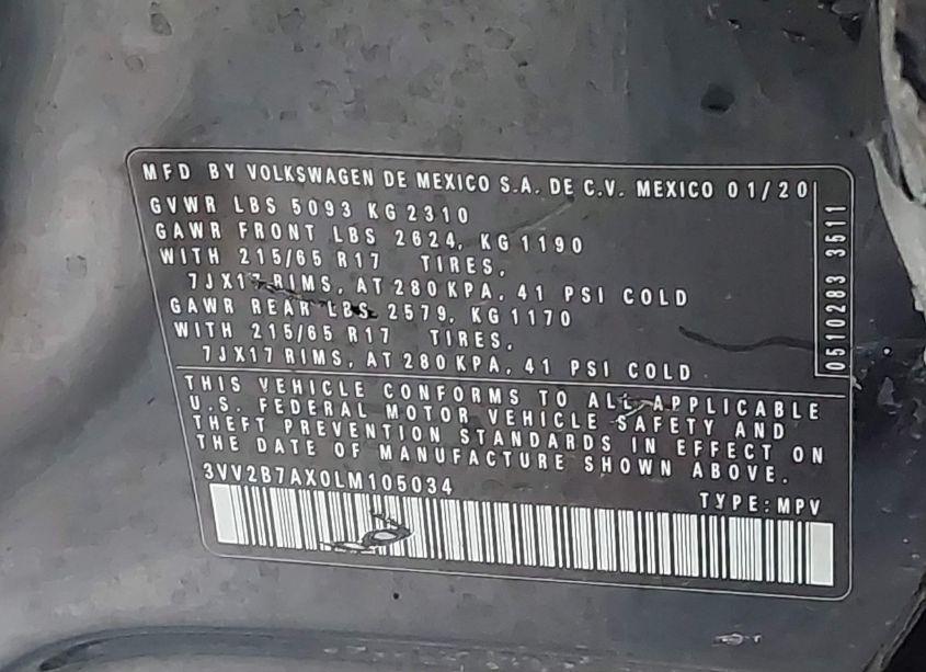 Photo 9 of 2020 Volkswagen Tiguan 2.0T SE/2.0T SE R-LINE BLACK/2.0T SEL (VIN 3VV2B7AX0LM105034)