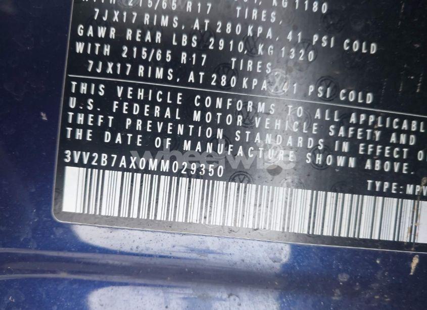 Photo 9 of 2021 Volkswagen Tiguan 2.0T SE/2.0T SE R-LINE BLACK/2.0T SEL (VIN 3VV2B7AX0MM029350)