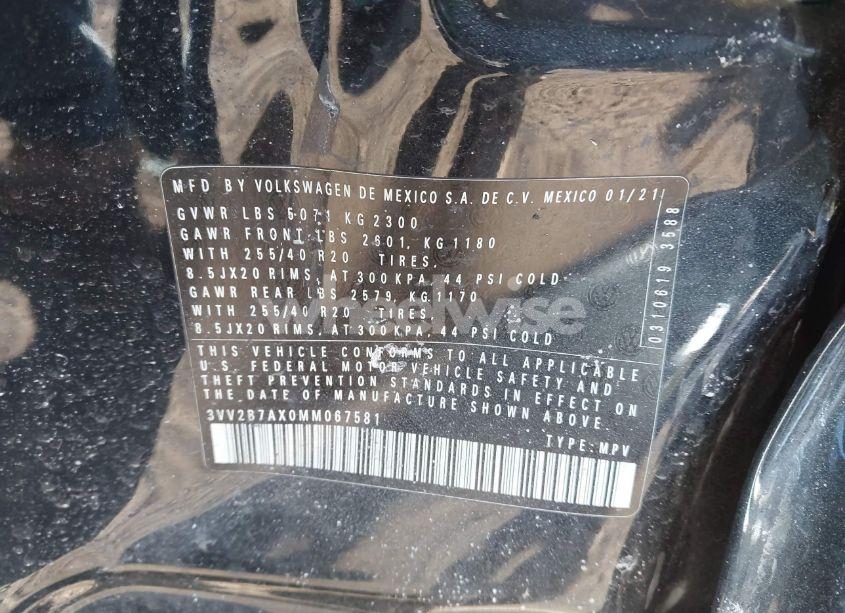 Photo 9 of 2021 Volkswagen Tiguan 2.0T SE/2.0T SE R-LINE BLACK/2.0T SEL (VIN 3VV2B7AX0MM067581)