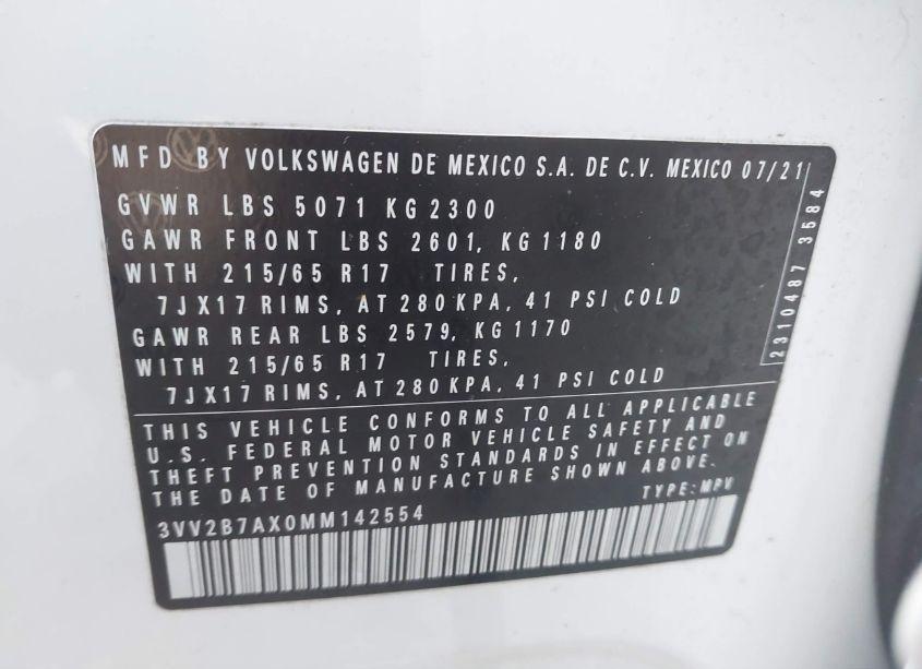 Photo 9 of 2021 Volkswagen Tiguan 2.0T SE/2.0T SE R-LINE BLACK/2.0T SEL (VIN 3VV2B7AX0MM142554)