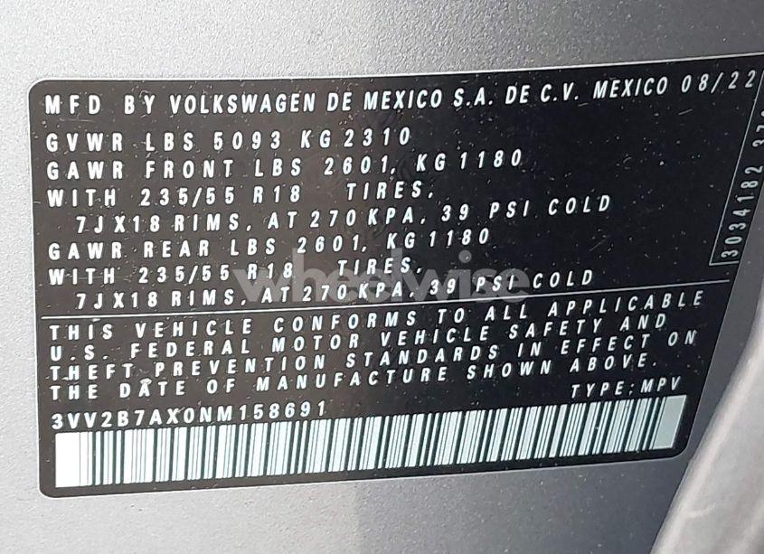 Photo 9 of 2022 Volkswagen Tiguan 2.0T SE (VIN 3VV2B7AX0NM158691)