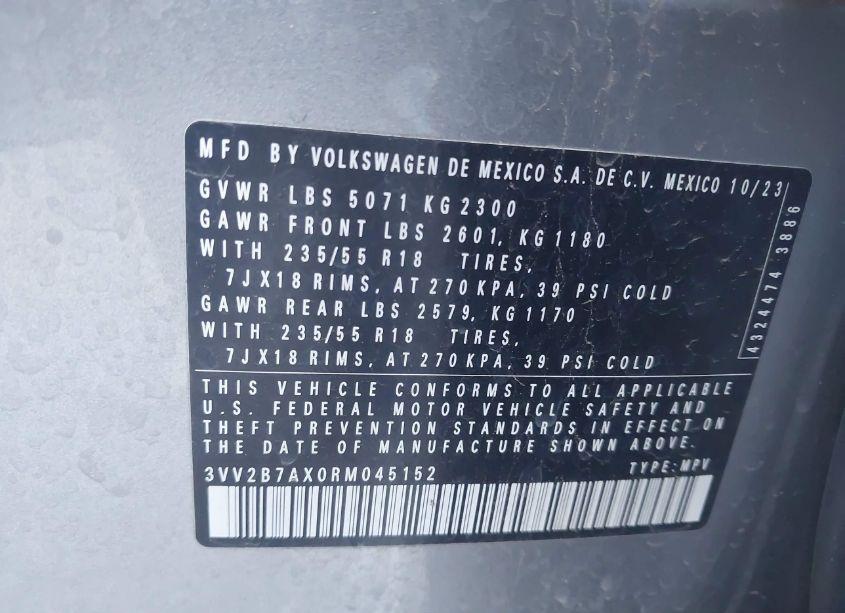 Photo 9 of 2024 Volkswagen Tiguan 2.0T SE/WOLFSBURG EDITION (VIN 3VV2B7AX0RM045152)