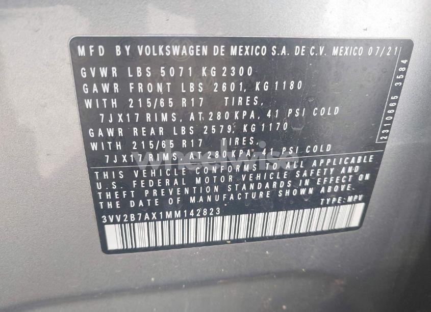 Photo 9 of 2021 Volkswagen Tiguan 2.0T SE/2.0T SE R-LINE BLACK/2.0T SEL (VIN 3VV2B7AX1MM142823)