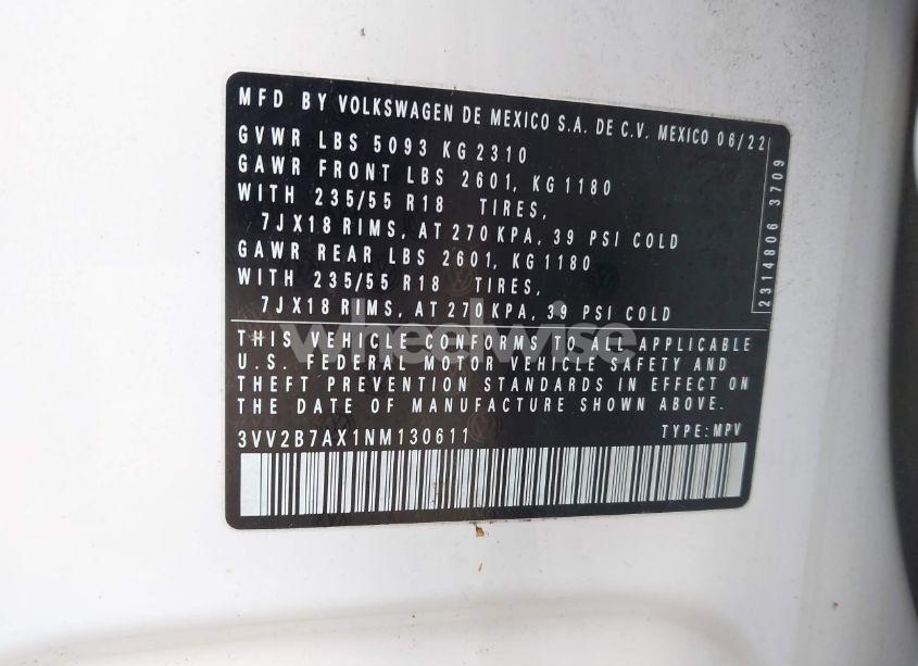 Photo 9 of 2022 Volkswagen Tiguan 2.0T SE (VIN 3VV2B7AX1NM130611)