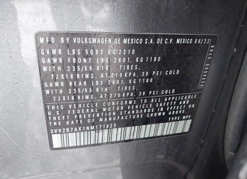 Photo 9 of 2022 Volkswagen Tiguan 2.0T SE (VIN 3VV2B7AX1NM171823)