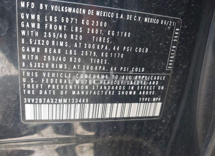 Photo 9 of 2021 Volkswagen Tiguan 2.0T SE/2.0T SE R-LINE BLACK/2.0T SEL (VIN 3VV2B7AX2MM133449)