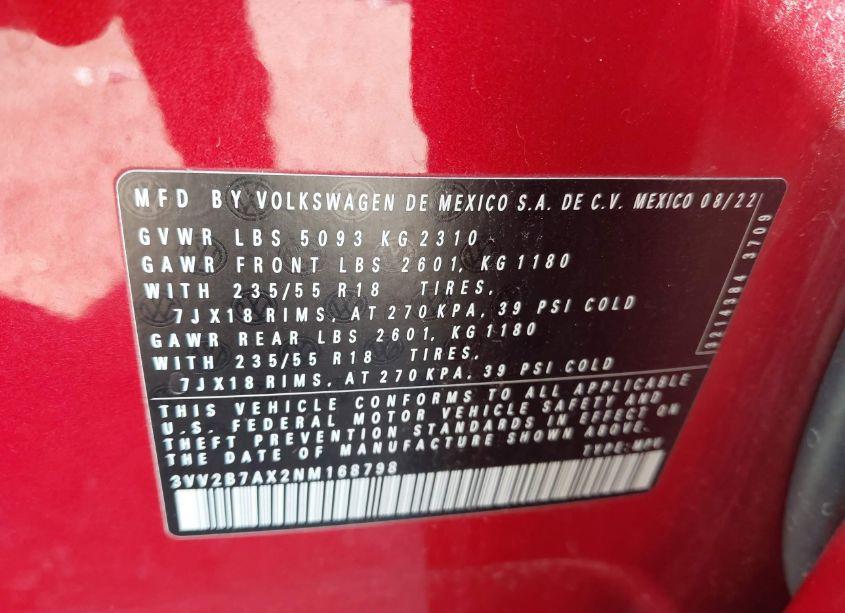 Photo 9 of 2022 Volkswagen Tiguan 2.0T SE (VIN 3VV2B7AX2NM168798)