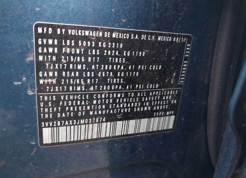 Photo 9 of 2018 Volkswagen Tiguan 2.0T SE/2.0T SEL (VIN 3VV2B7AX3JM037874)