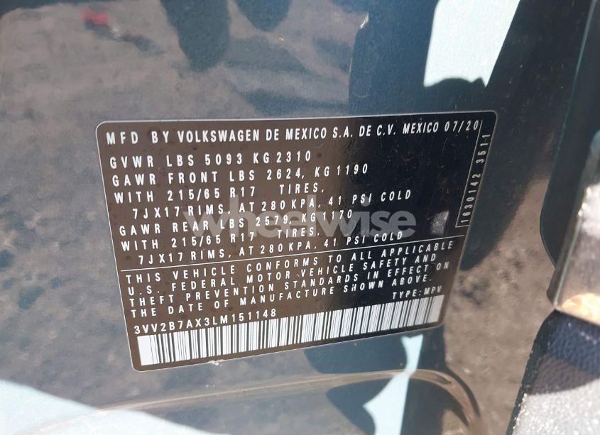 Photo 8 of 2020 Volkswagen Tiguan 2.0T SE/2.0T SE R-LINE BLACK/2.0T SEL (VIN 3VV2B7AX3LM151148)