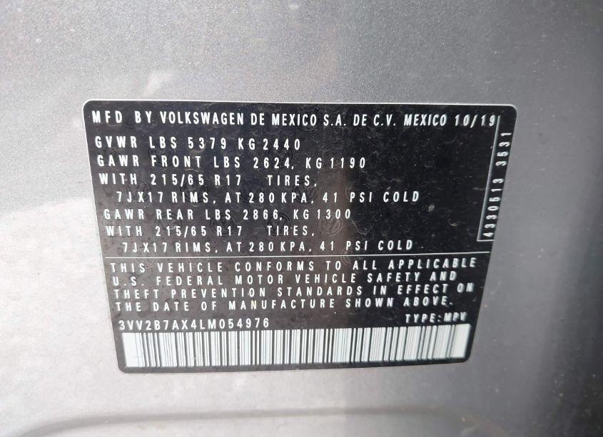 Photo 9 of 2020 Volkswagen Tiguan 2.0T SE/2.0T SE R-LINE BLACK/2.0T SEL (VIN 3VV2B7AX4LM054976)