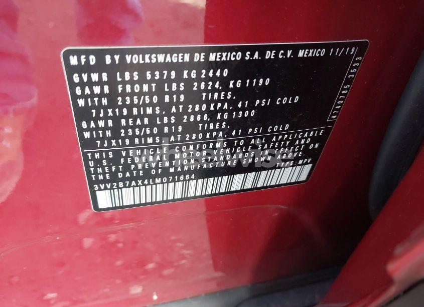 Photo 9 of 2020 Volkswagen Tiguan 2.0T SE/2.0T SE R-LINE BLACK/2.0T SEL (VIN 3VV2B7AX4LM071664)