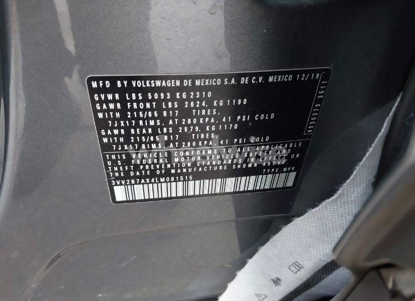 Photo 9 of 2020 Volkswagen Tiguan 2.0T SE/2.0T SE R-LINE BLACK/2.0T SEL (VIN 3VV2B7AX4LM081515)