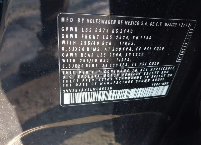 Photo 9 of 2020 Volkswagen Tiguan 2.0T SE/2.0T SE R-LINE BLACK/2.0T SEL (VIN 3VV2B7AX4LM086536)