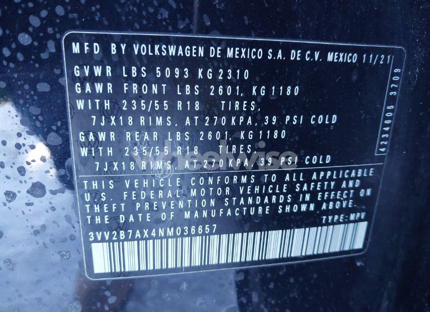 Photo 9 of 2022 Volkswagen Tiguan 2.0T SE (VIN 3VV2B7AX4NM036657)