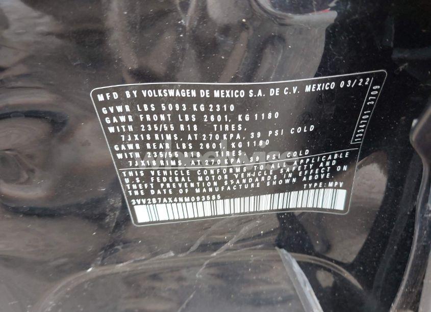 Photo 9 of 2022 Volkswagen Tiguan 2.0T SE (VIN 3VV2B7AX4NM093585)