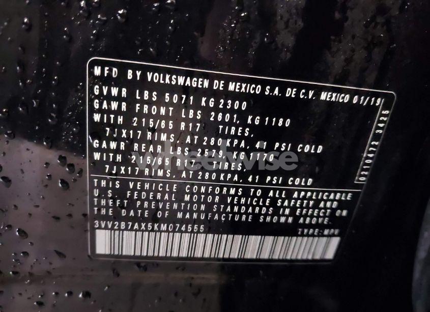 Photo 9 of 2019 Volkswagen Tiguan 2.0T SE/2.0T SEL/2.0T SEL R-LINE/2.0T SEL R-LINE BLACK (VIN 3VV2B7AX5KM074555)