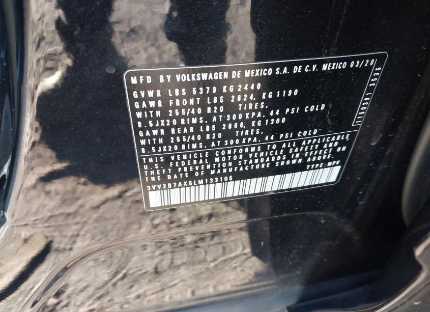 Photo 9 of 2020 Volkswagen Tiguan 2.0T SE/2.0T SE R-LINE BLACK/2.0T SEL (VIN 3VV2B7AX5LM133105)