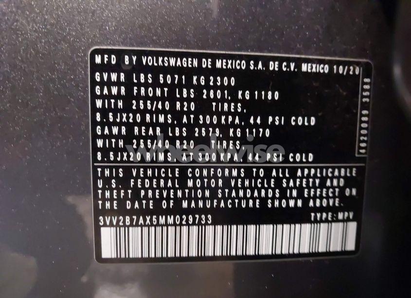 Photo 9 of 2021 Volkswagen Tiguan 2.0T SE/2.0T SE R-LINE BLACK/2.0T SEL (VIN 3VV2B7AX5MM029733)
