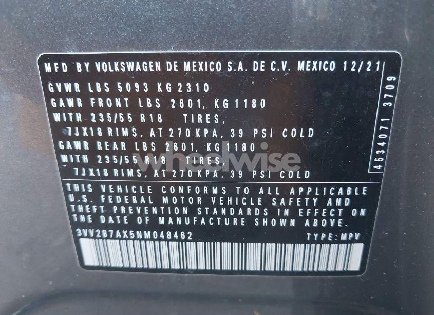 Photo 9 of 2022 Volkswagen Tiguan 2.0T SE (VIN 3VV2B7AX5NM048462)