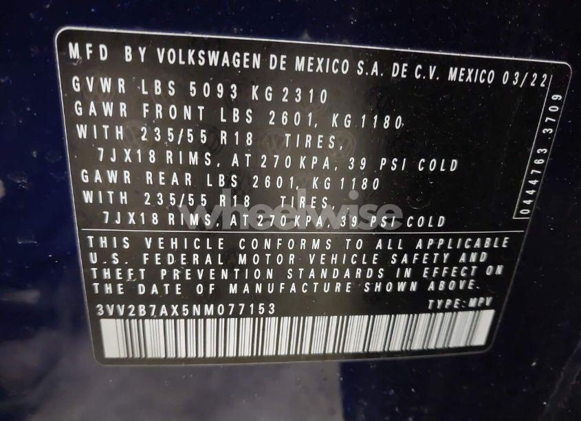 Photo 9 of 2022 Volkswagen Tiguan 2.0T SE (VIN 3VV2B7AX5NM077153)
