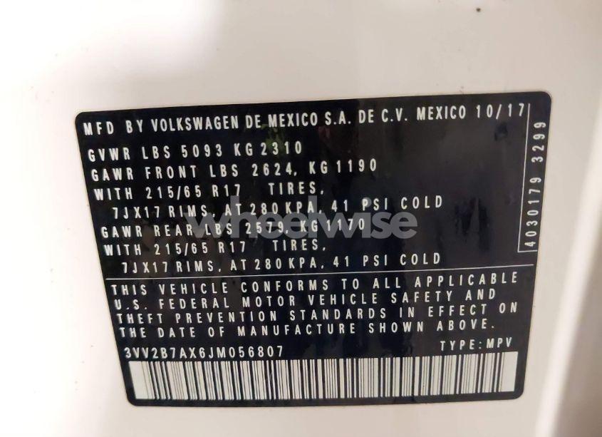 Photo 9 of 2018 Volkswagen Tiguan 2.0T SE/2.0T SEL (VIN 3VV2B7AX6JM056807)